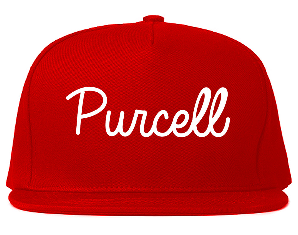 Purcell Oklahoma OK Script Mens Snapback Hat Red