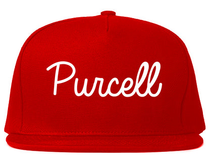 Purcell Oklahoma OK Script Mens Snapback Hat Red