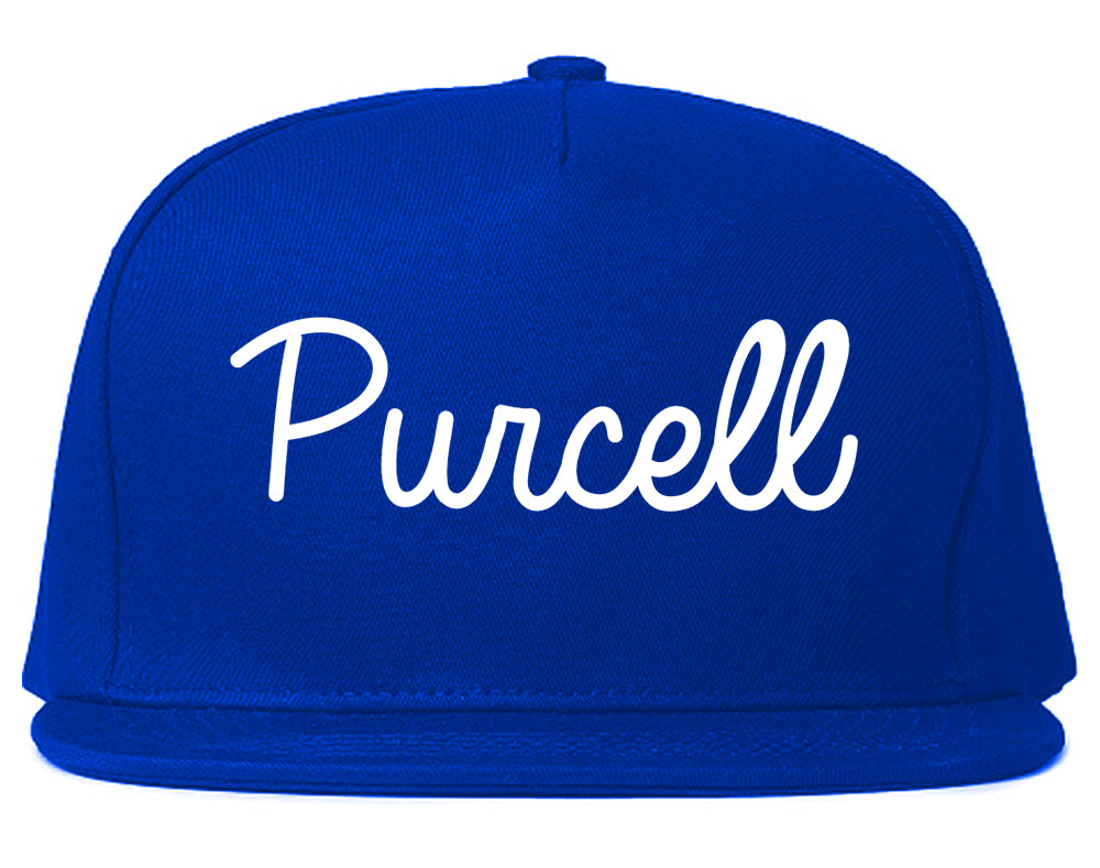 Purcell Oklahoma OK Script Mens Snapback Hat Royal Blue