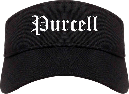 Purcell Oklahoma OK Old English Mens Visor Cap Hat Black