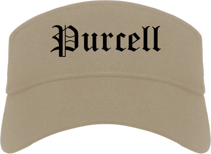Purcell Oklahoma OK Old English Mens Visor Cap Hat Khaki