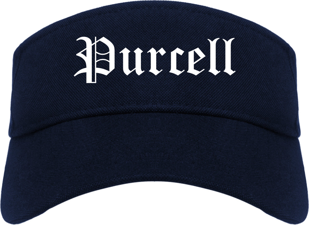 Purcell Oklahoma OK Old English Mens Visor Cap Hat Navy Blue