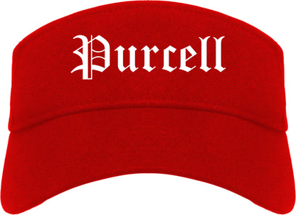 Purcell Oklahoma OK Old English Mens Visor Cap Hat Red