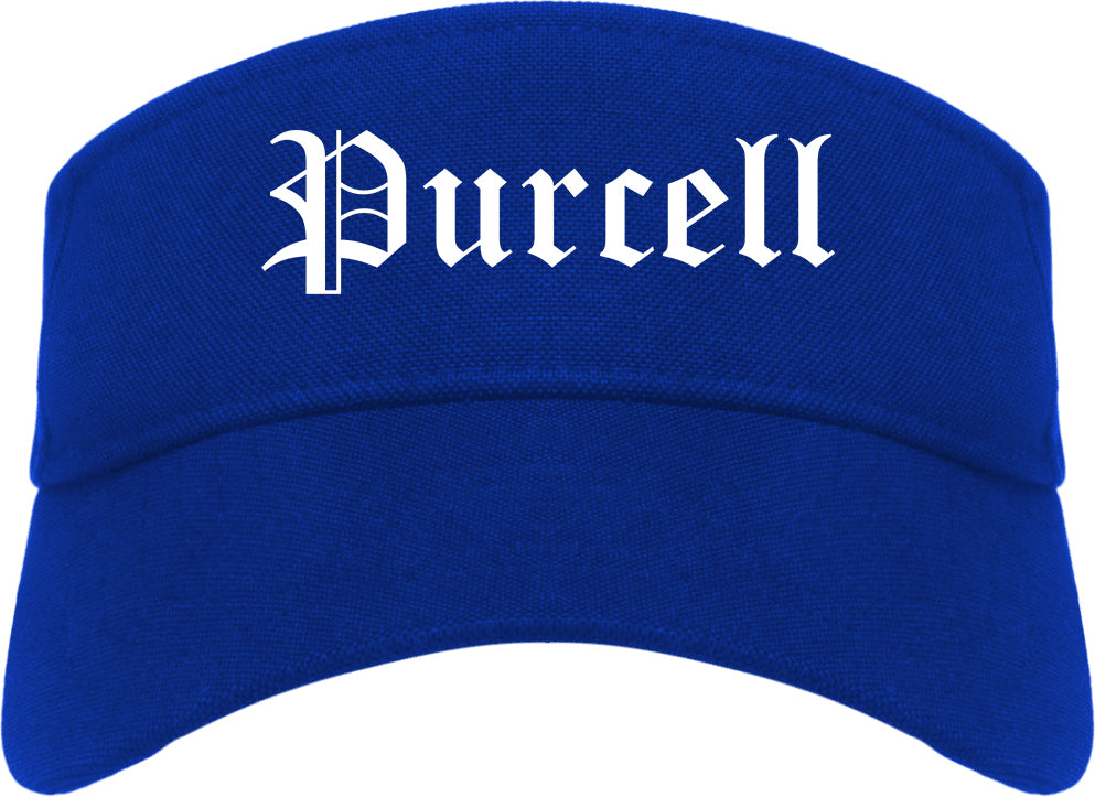 Purcell Oklahoma OK Old English Mens Visor Cap Hat Royal Blue