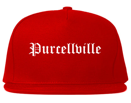 Purcellville Virginia VA Old English Mens Snapback Hat Red