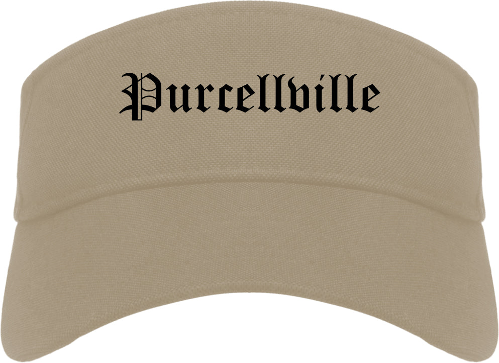 Purcellville Virginia VA Old English Mens Visor Cap Hat Khaki