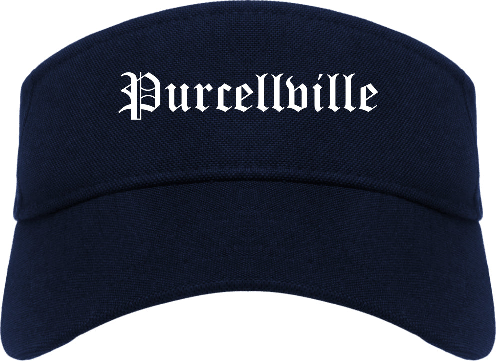 Purcellville Virginia VA Old English Mens Visor Cap Hat Navy Blue