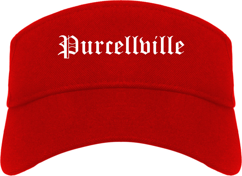 Purcellville Virginia VA Old English Mens Visor Cap Hat Red