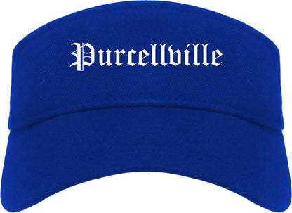 Purcellville Virginia VA Old English Mens Visor Cap Hat Royal Blue