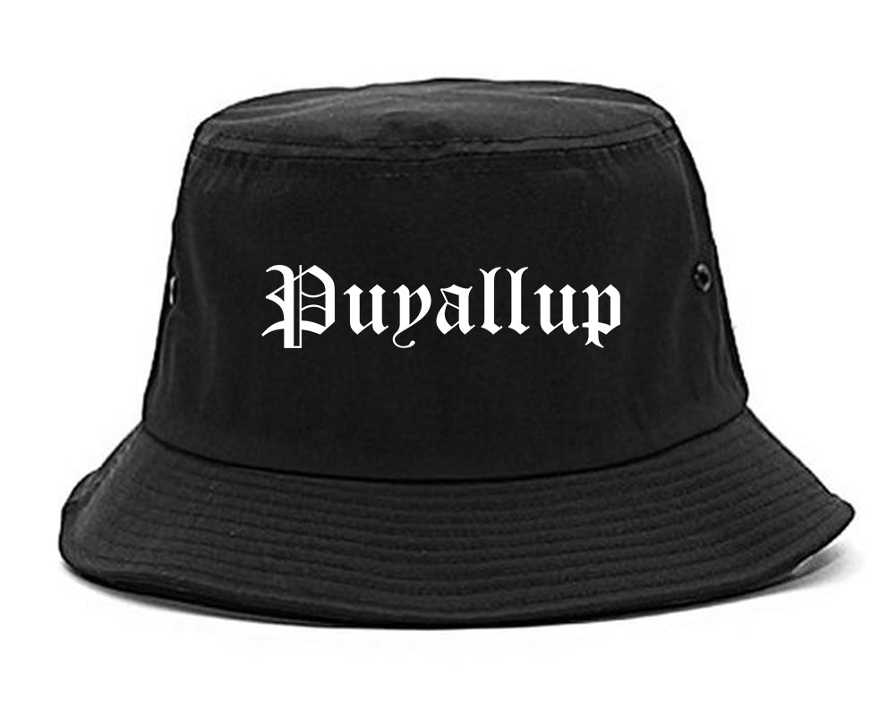 Puyallup Washington WA Old English Mens Bucket Hat Black