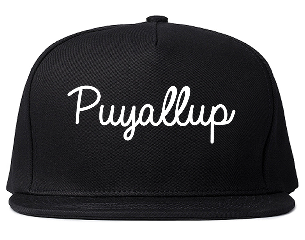 Puyallup Washington WA Script Mens Snapback Hat Black