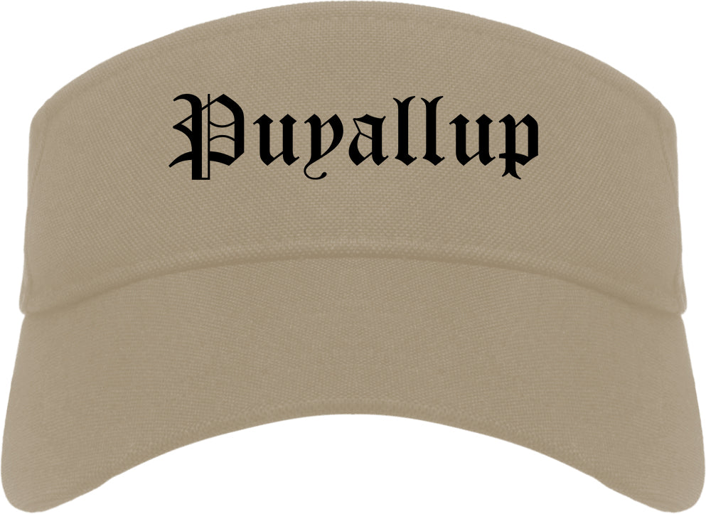 Puyallup Washington WA Old English Mens Visor Cap Hat Khaki
