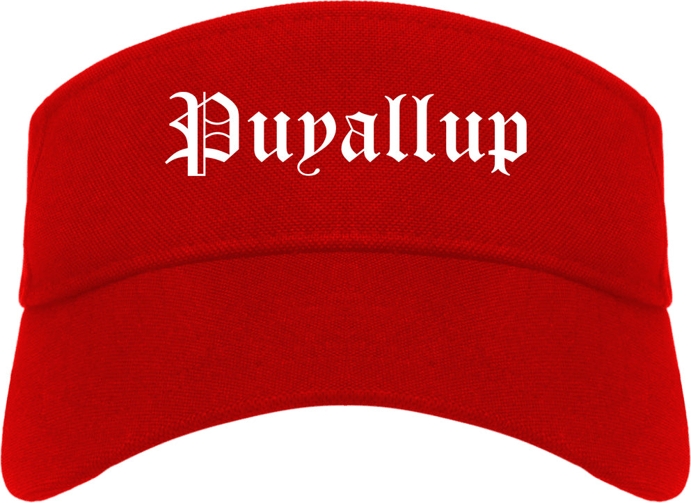 Puyallup Washington WA Old English Mens Visor Cap Hat Red