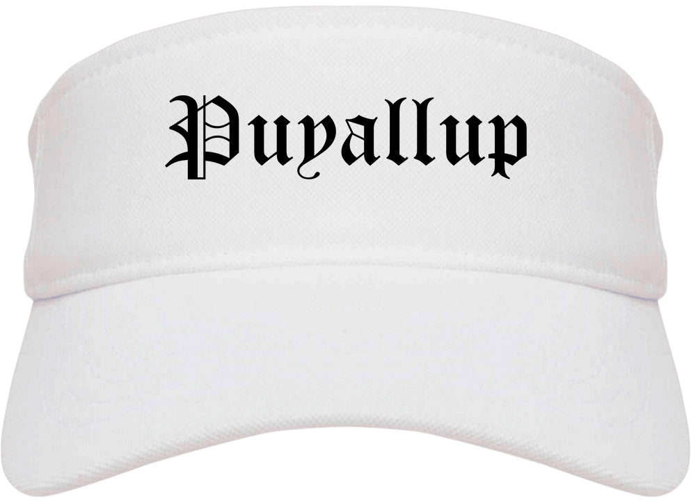 Puyallup Washington WA Old English Mens Visor Cap Hat White