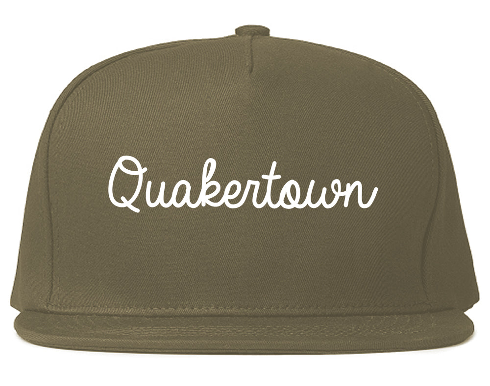 Quakertown Pennsylvania PA Script Mens Snapback Hat Grey