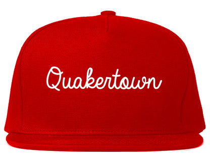 Quakertown Pennsylvania PA Script Mens Snapback Hat Red