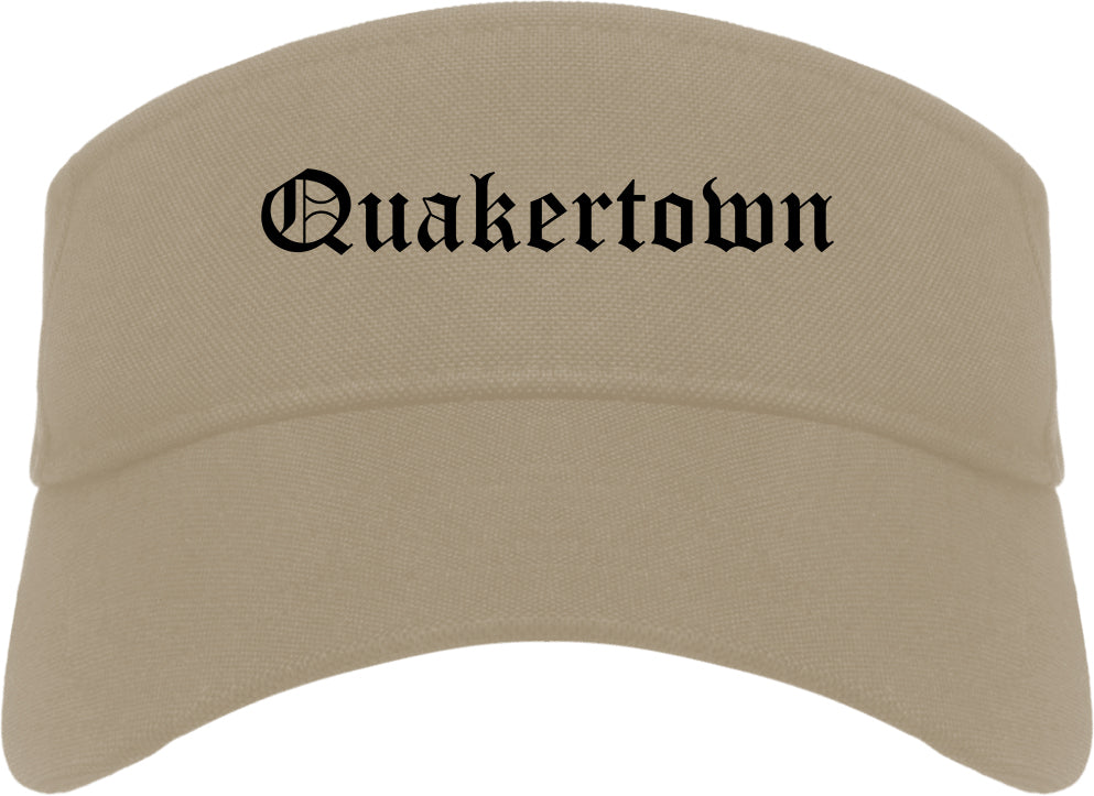 Quakertown Pennsylvania PA Old English Mens Visor Cap Hat Khaki