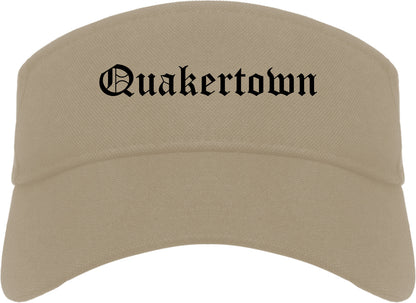 Quakertown Pennsylvania PA Old English Mens Visor Cap Hat Khaki