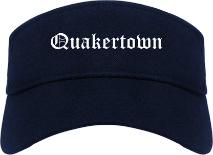 Quakertown Pennsylvania PA Old English Mens Visor Cap Hat Navy Blue