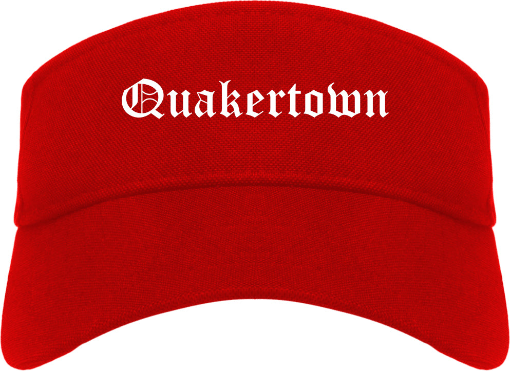Quakertown Pennsylvania PA Old English Mens Visor Cap Hat Red