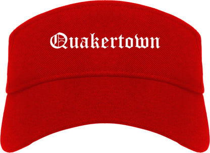 Quakertown Pennsylvania PA Old English Mens Visor Cap Hat Red