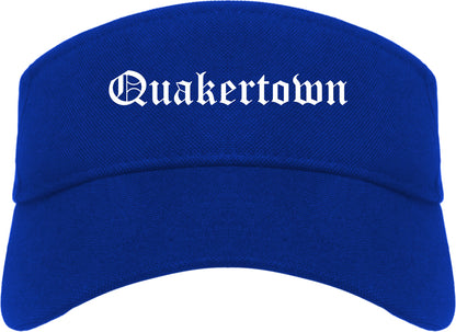 Quakertown Pennsylvania PA Old English Mens Visor Cap Hat Royal Blue
