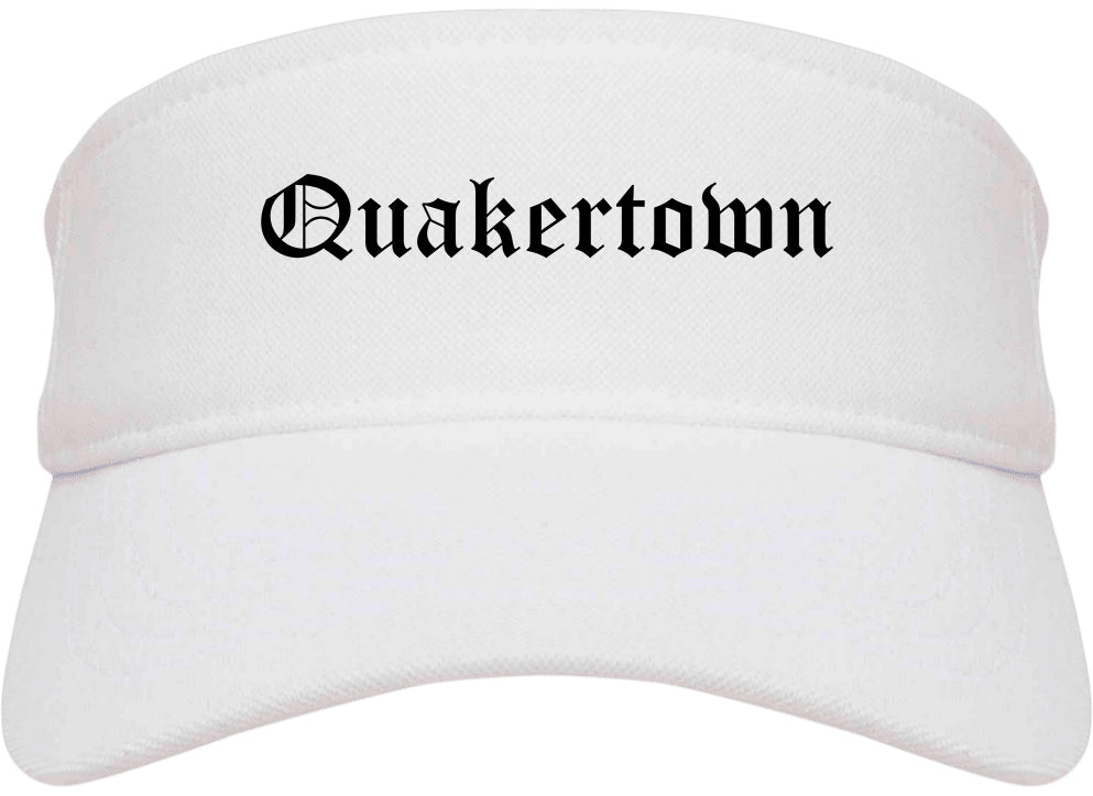 Quakertown Pennsylvania PA Old English Mens Visor Cap Hat White