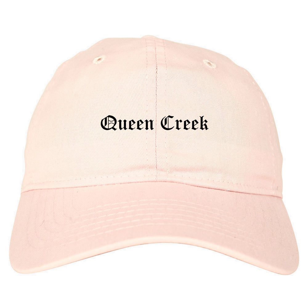Queen Creek Arizona AZ Old English Mens Dad Hat Baseball Cap Pink