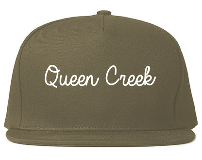 Queen Creek Arizona AZ Script Mens Snapback Hat Grey