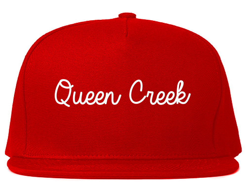 Queen Creek Arizona AZ Script Mens Snapback Hat Red