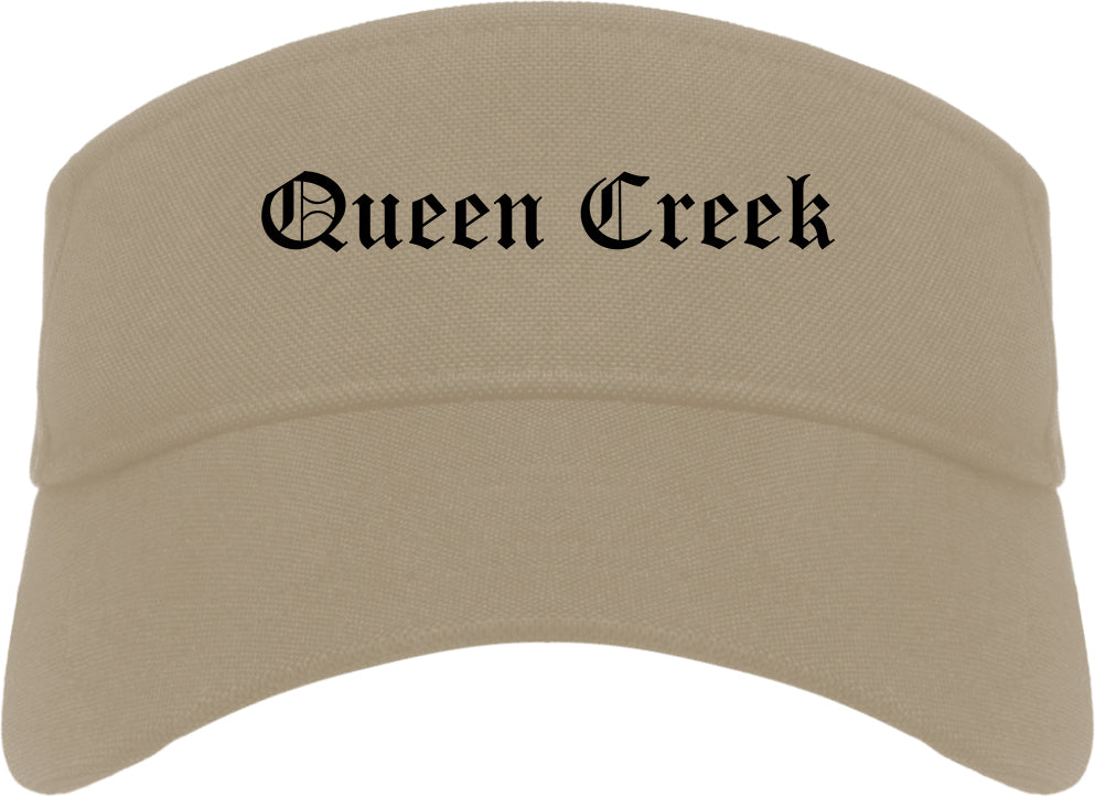 Queen Creek Arizona AZ Old English Mens Visor Cap Hat Khaki