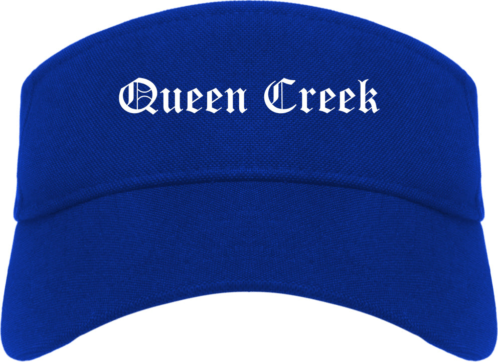 Queen Creek Arizona AZ Old English Mens Visor Cap Hat Royal Blue
