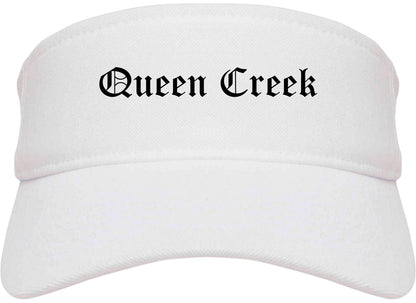 Queen Creek Arizona AZ Old English Mens Visor Cap Hat White