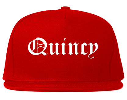 Quincy Illinois IL Old English Mens Snapback Hat Red