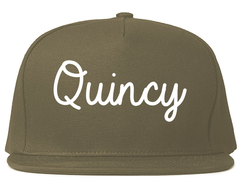 Quincy Illinois IL Script Mens Snapback Hat Grey