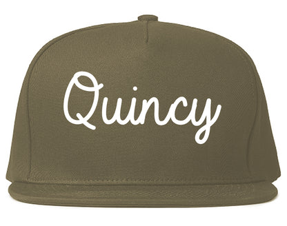 Quincy Illinois IL Script Mens Snapback Hat Grey