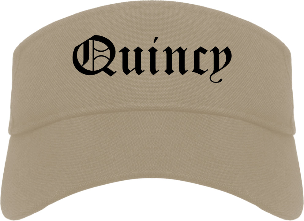 Quincy Illinois IL Old English Mens Visor Cap Hat Khaki