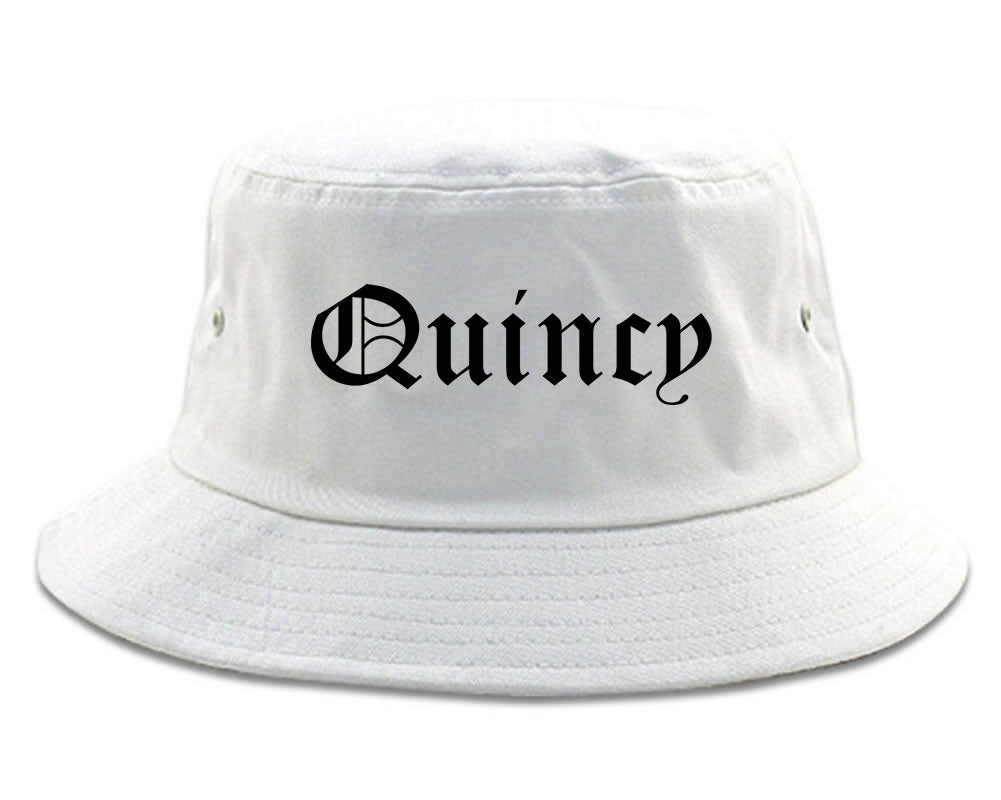 Quincy Illinois IL Old English Mens Bucket Hat White