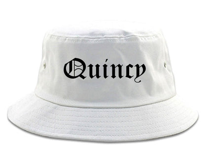 Quincy Illinois IL Old English Mens Bucket Hat White