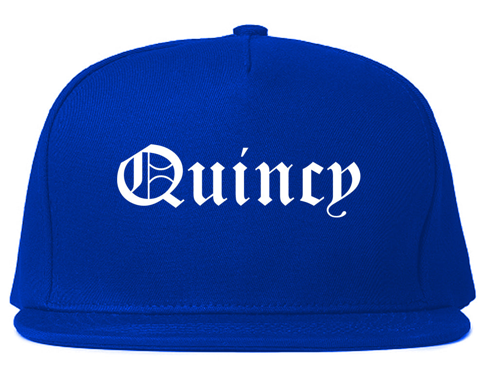 Quincy Massachusetts MA Old English Mens Snapback Hat Royal Blue