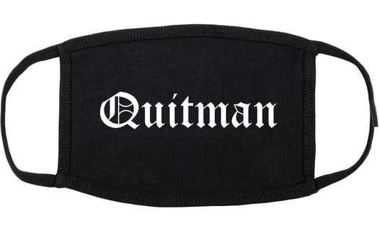 Quitman Georgia GA Old English Cotton Face Mask Black