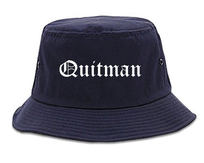 Quitman Georgia GA Old English Mens Bucket Hat Navy Blue