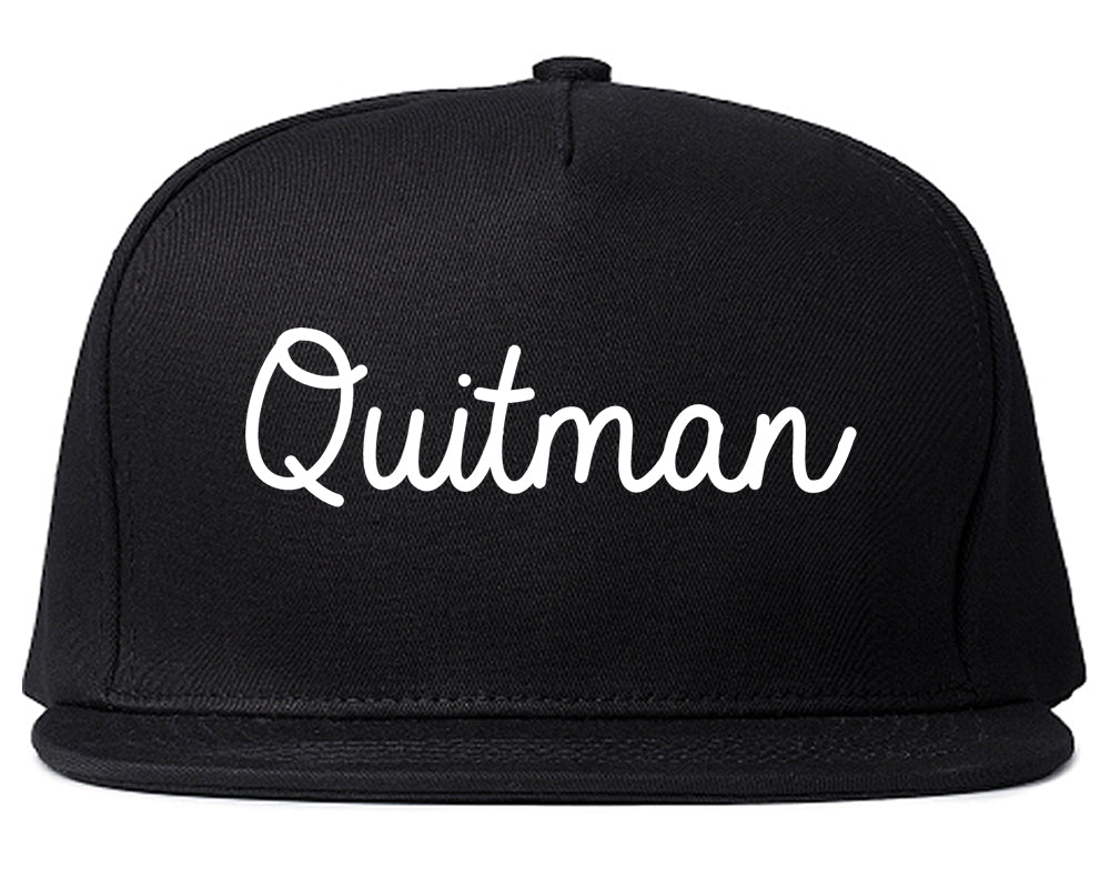 Quitman Georgia GA Script Mens Snapback Hat Black