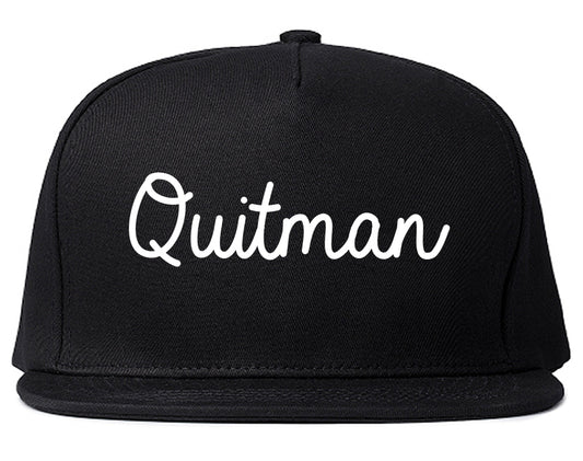 Quitman Georgia GA Script Mens Snapback Hat Black
