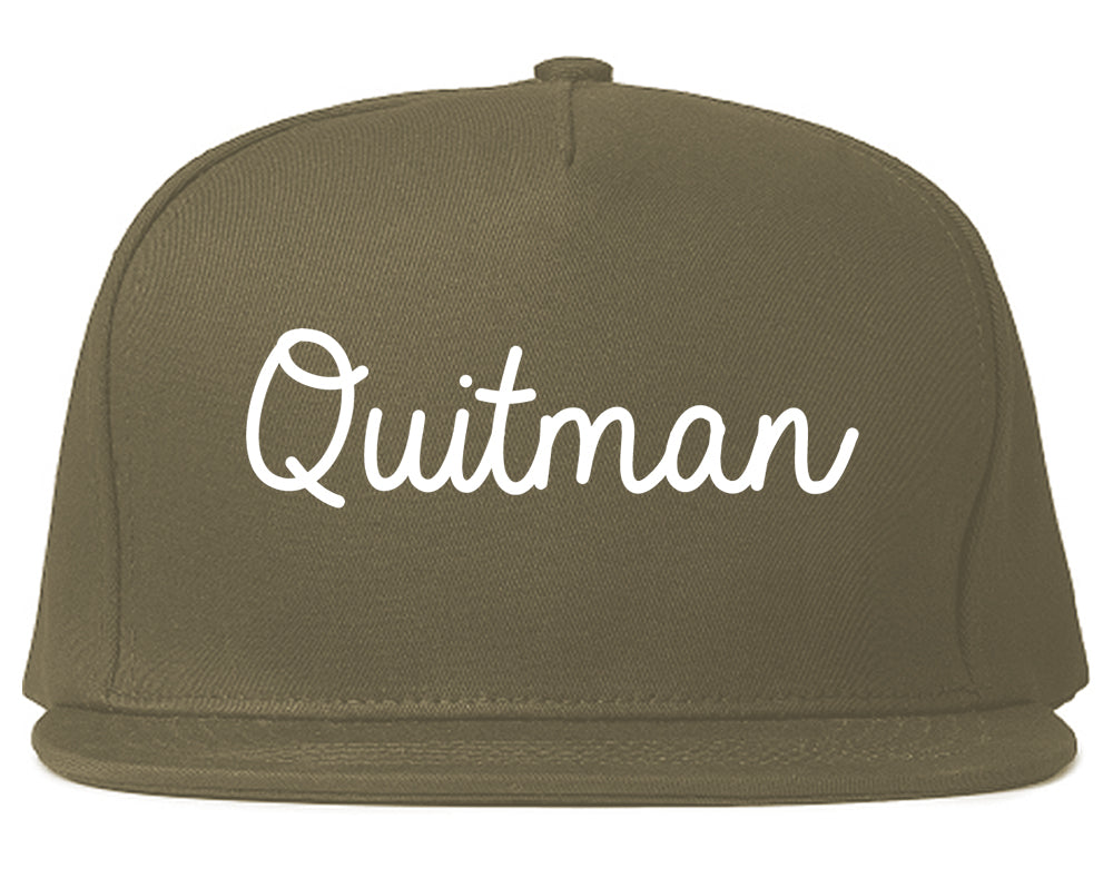 Quitman Georgia GA Script Mens Snapback Hat Grey