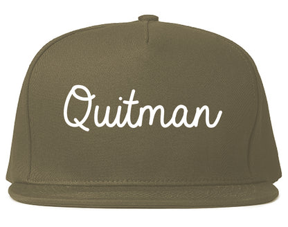 Quitman Georgia GA Script Mens Snapback Hat Grey