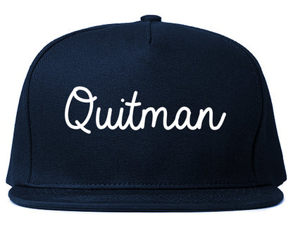 Quitman Georgia GA Script Mens Snapback Hat Navy Blue