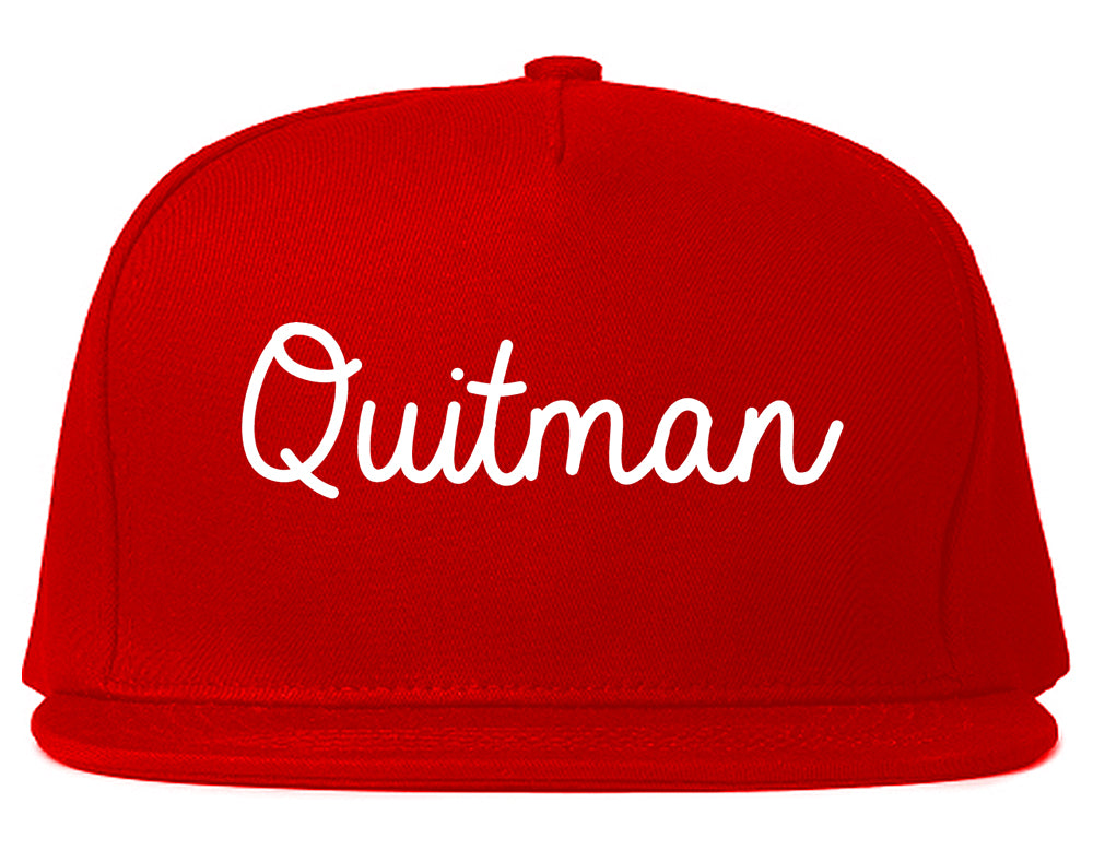 Quitman Georgia GA Script Mens Snapback Hat Red
