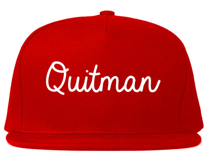 Quitman Georgia GA Script Mens Snapback Hat Red