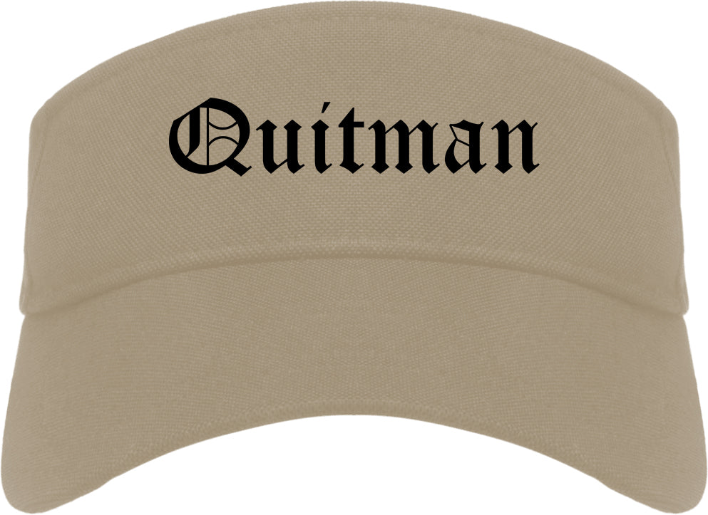 Quitman Georgia GA Old English Mens Visor Cap Hat Khaki